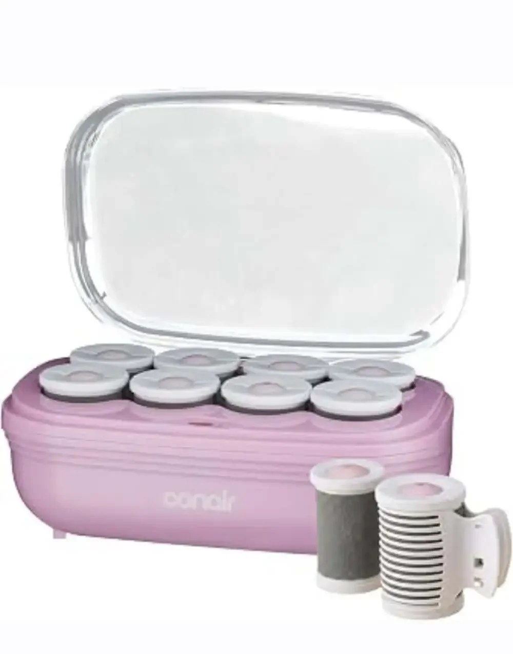 Conair Hot Rollers 8 Ceramic Flocked 2-Inch Heated Hair Rollers&Clips Some
